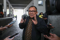 Wakil Ketua DPRD Provinsi DKI Jakarta, Basri Baco memberikan keterangan pers usai acara Balkoters Talk.