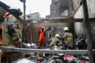 Suasana pemukiman pasca kebakaran di Gang Langgar, Kecamatan Tamansari, Jakarta Barat.