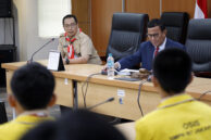 Wakil Kepala Sekolah SMPN 167 Jakarta, Remo Pranowodian menyampaikan maksud dan tujuan.