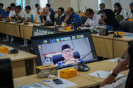 Anggota komisi B Taufik Zoelkifli hadir melalui Zoom Meeting menyampaikan masukan dan saran