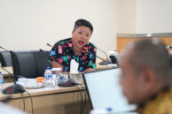 Anggota Bapemperda Francine Widjojo memberikan masukan