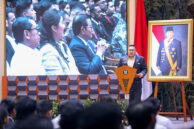 Ketua Umum BPD HIPMI Jaya, Muhammad Riandy Haroen menyampaikan sambutan.